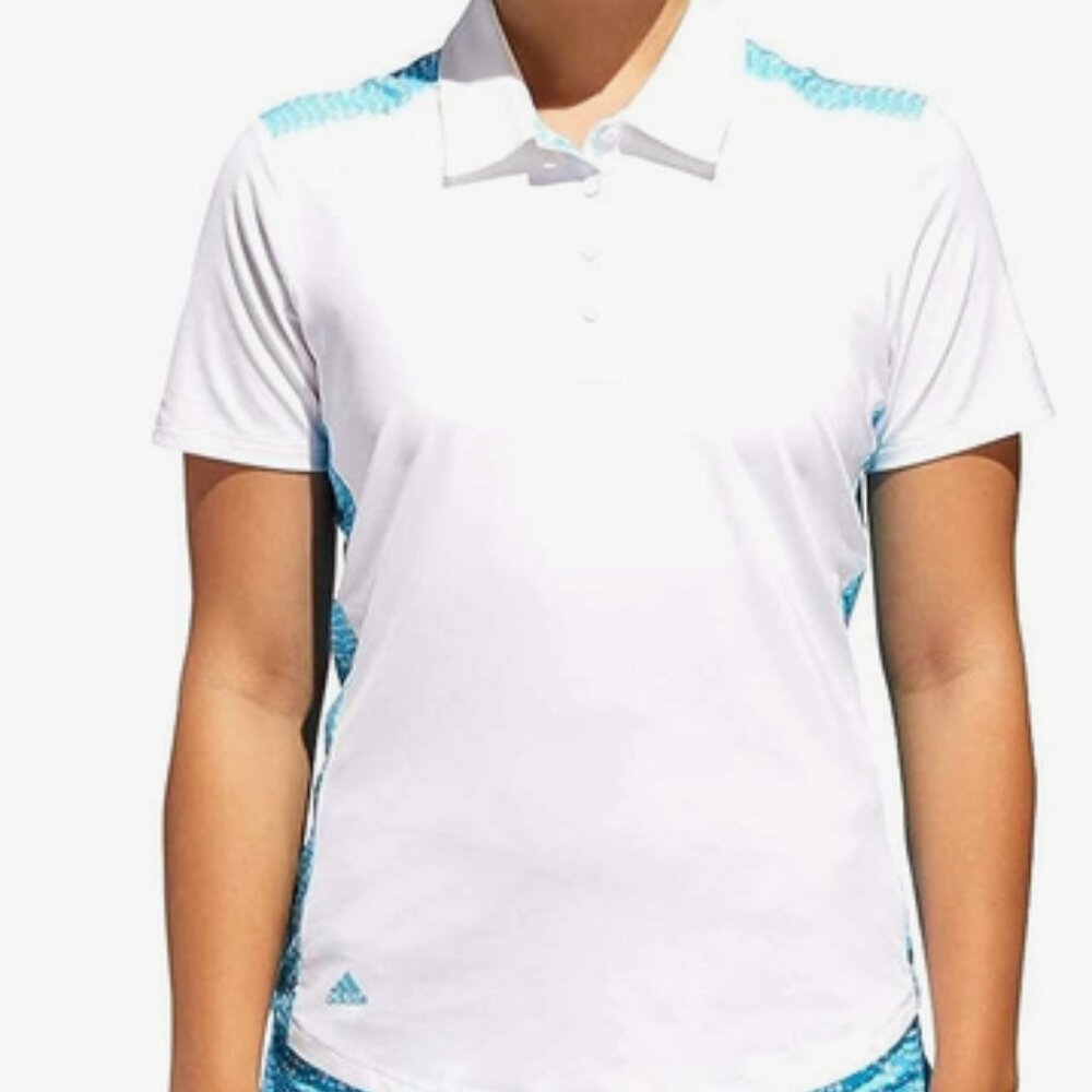 Women's adidas Golf Polo X-small XS White & Bright Cyan DQ0551